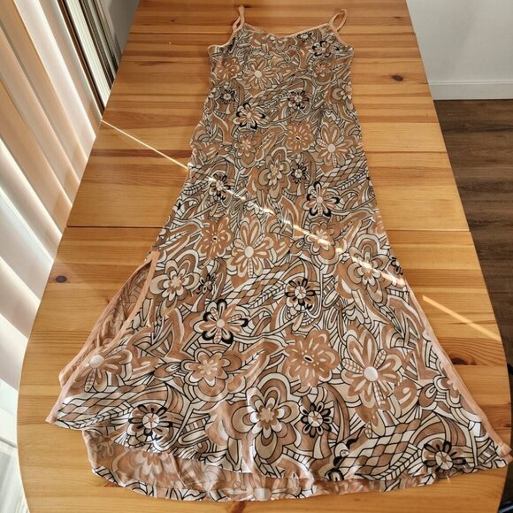 NK Imode Silk Blend Maxi Slip Dress Brown Floral Neutral - Picture 11 of 13